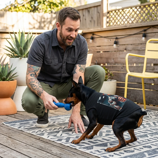 - Min Pin Tank Tops gym puppy Pets Printify