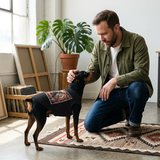 - Min Pin Tank Tops 70s hippie Pets Printify