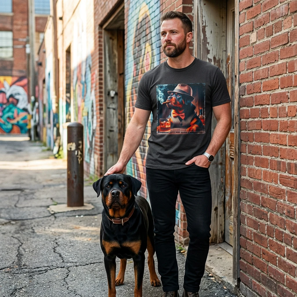 Rottweiler smoking a cigar shirt T-Shirt Printify
