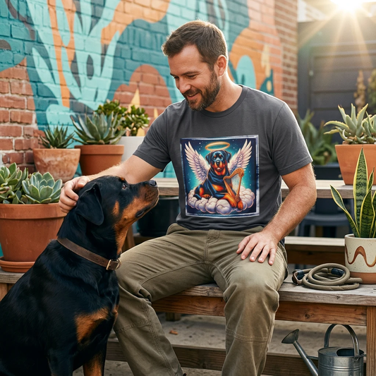 Rottweiler sngel with harp T-Shirt Printify