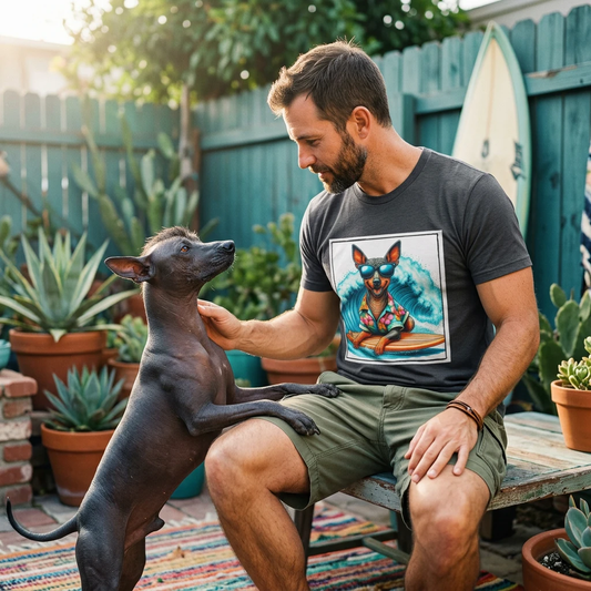 Mexican Hairless Dog surfer dude shirt T-Shirt Printify