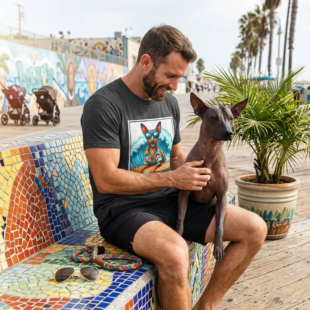 Mexican Hairless Dog beach waves shirt T-Shirt Printify