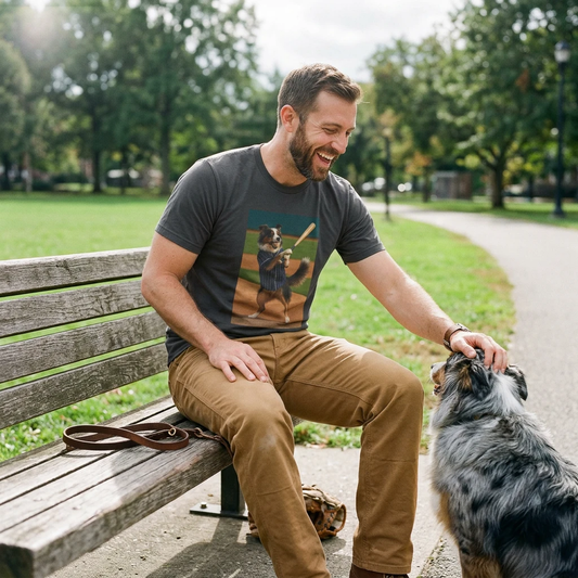 Sports Baseball Australian Shepherd Unisex T Shirt Athletic Dog Lover Tee For Active Fans T-Shirt Printify