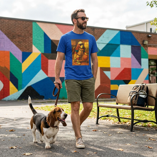 Bassett Hound Basketball T Shirt For Sports Fans Unisex Dog Lover Tee Gift Idea For Fans T-Shirt Printify