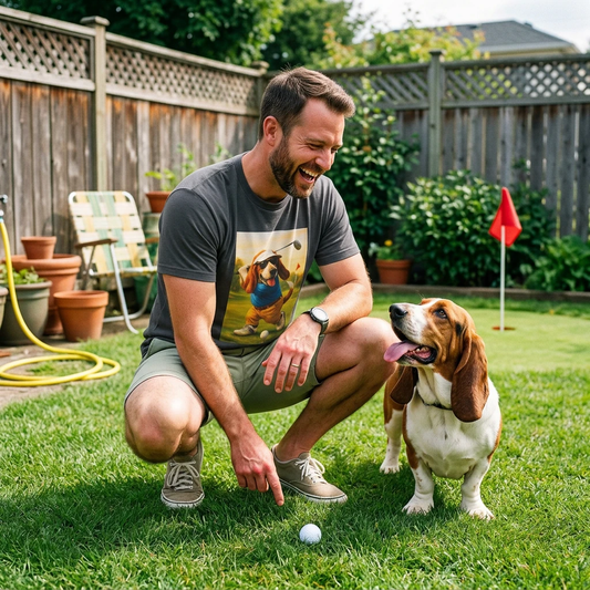 Bassett Hound Golf Unisex T Shirt Dog Lover Gift Idea Funny Golfing Bassett Tee Casual Wear T-Shirt Printify