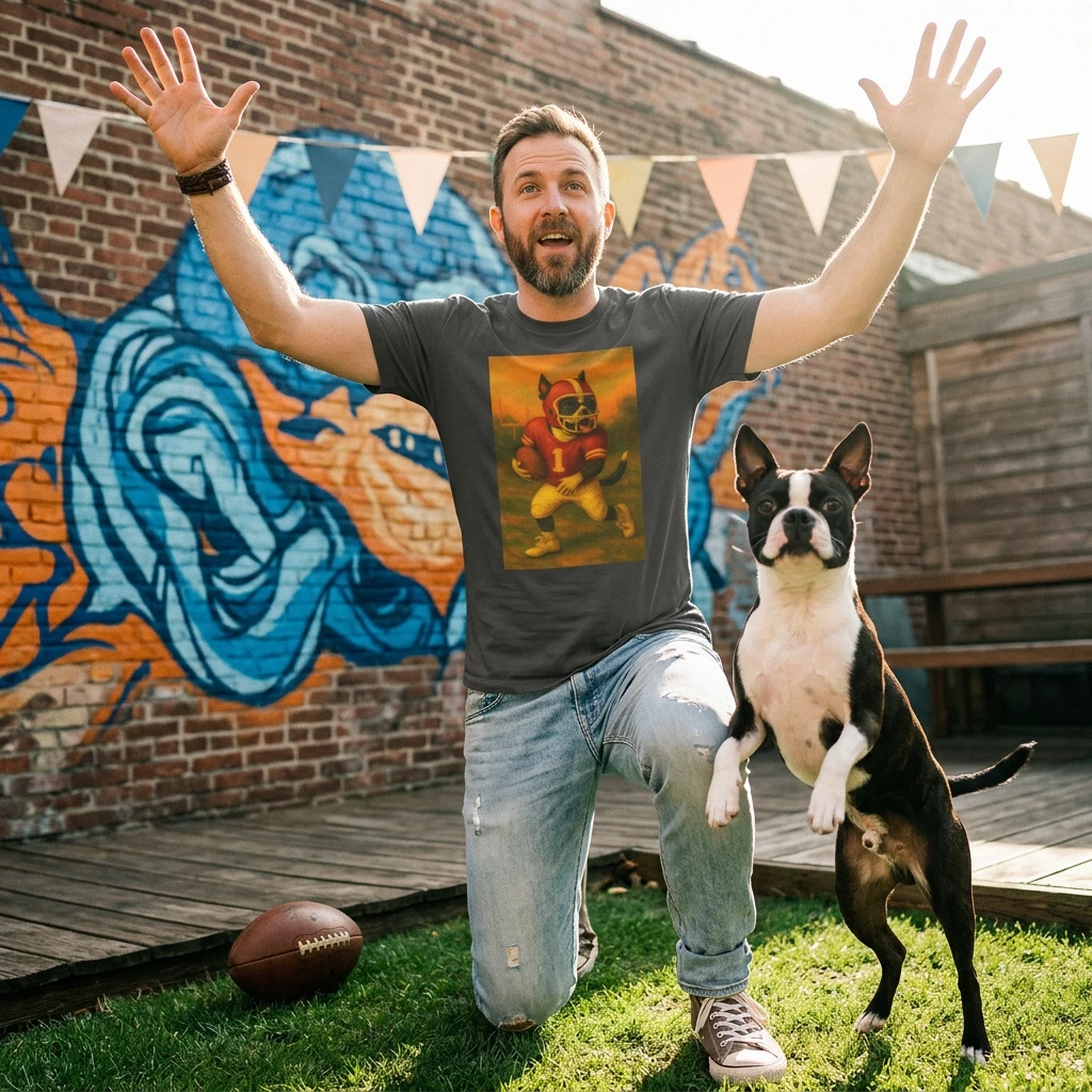 Sports Boston Terrier Football Unisex T Shirt For Game Day Casual Wear Perfect For Sports Fans T-Shirt Printify