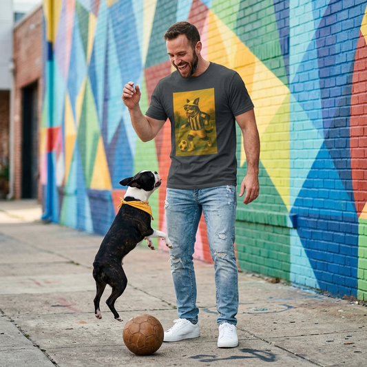 Boston Terrier Soccer T Shirt For Sports Fans And Dog Lovers Gift Soft Cotton Graphic Tee For Casual Wear T-Shirt Printify