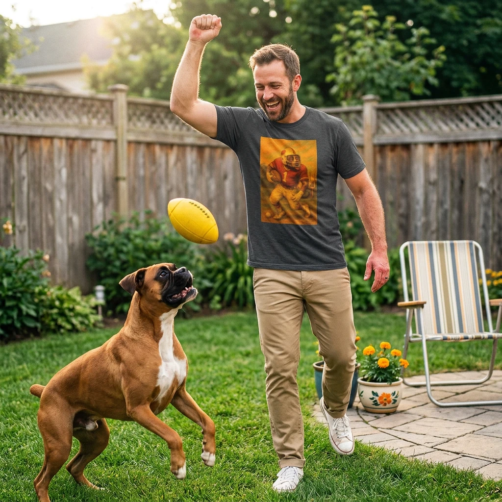 Boxer Puppy Dogs T Shirt Unisex Football Sports Tee For Dog Lovers Casual Wear Gift Idea T-Shirt Printify