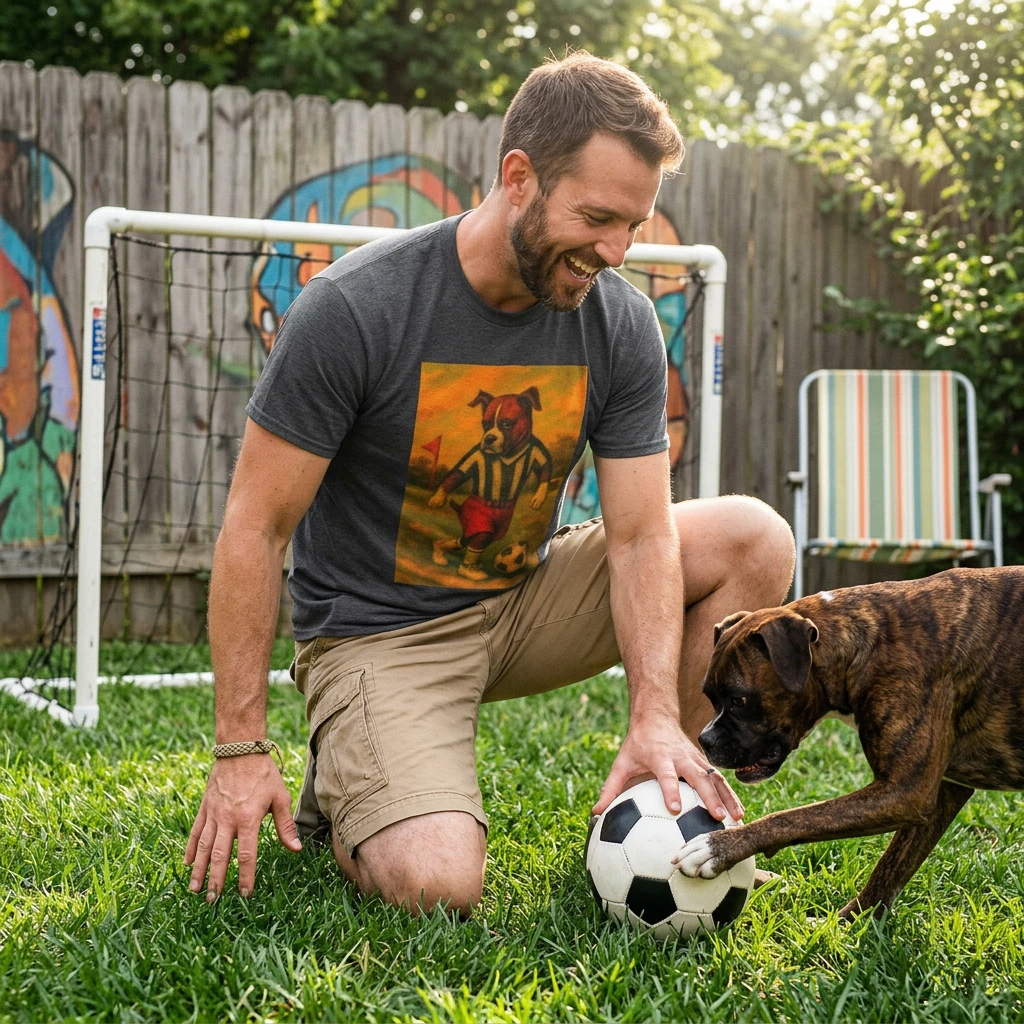 Boxer Puppy Dogs Softstyle T Shirt For Soccer Sports Unisex Tee Lightweight Fabric Casual Wear Great For Game Day T-Shirt Printify