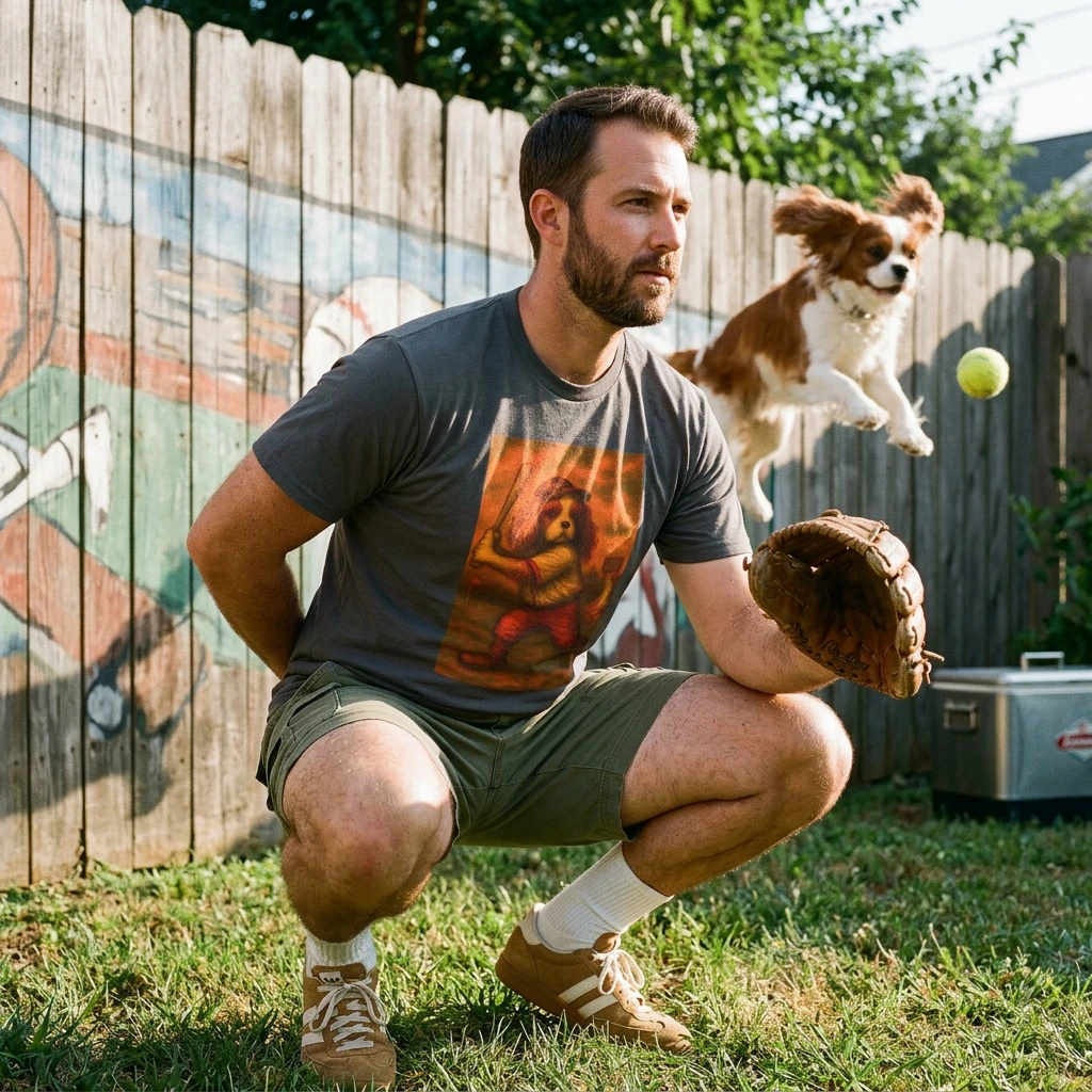 Dog Lover Unisex T-Shirt - Cavalier King Charles Sports Baseball Design T-Shirt Printify