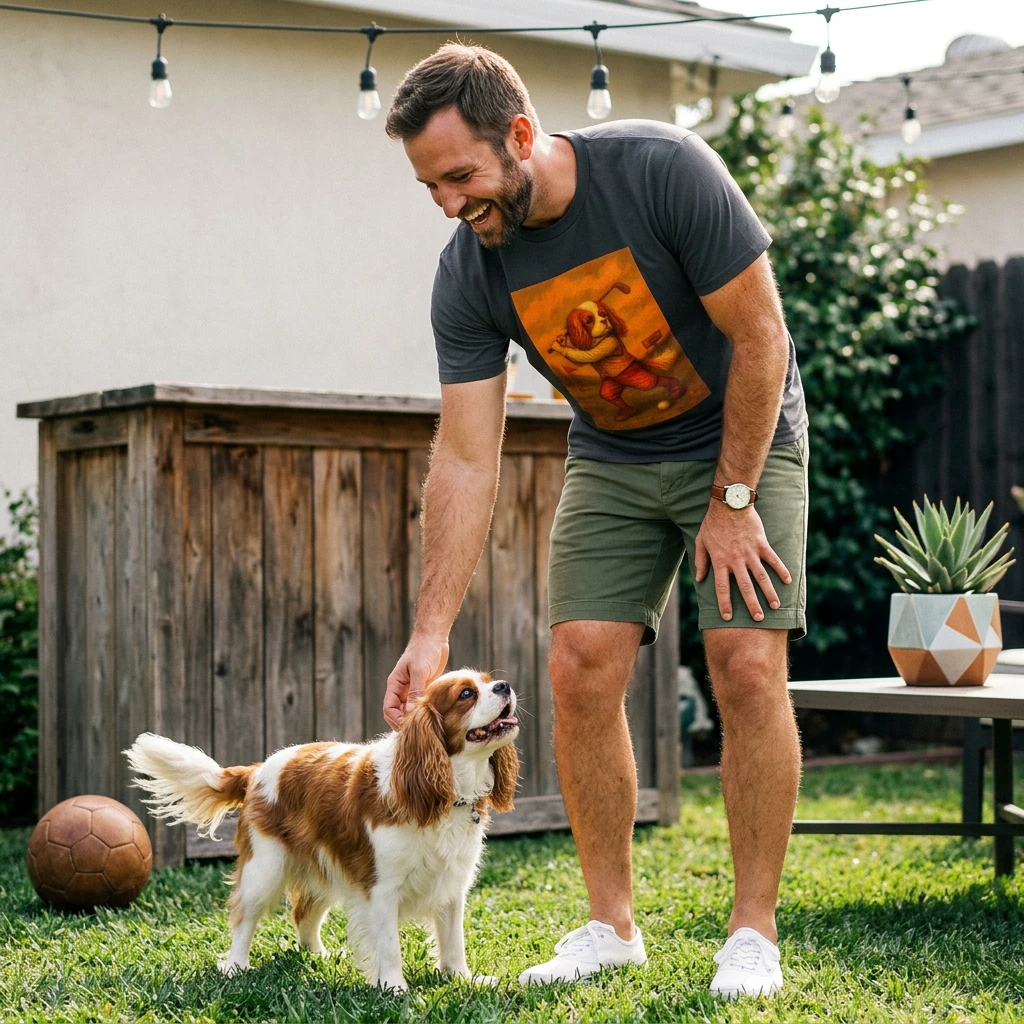 Dog Sports Soccer Unisex T-Shirt - Cavalier King Charles T-Shirt Printify