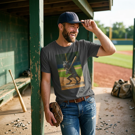 Unisex Softstyle Baseball Tee With Chupacabra Playing Baseball Funny Mythical Creature Design For Sports Fans Parties T-Shirt Printify