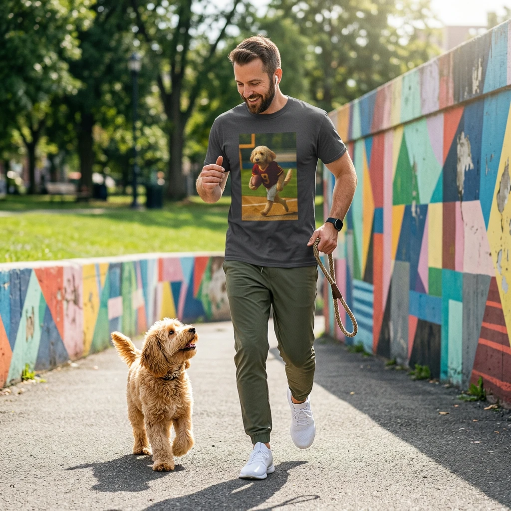 Sports Cockerpoo Football T Shirt For Dog Lovers And Sports Fans Casual Wear Gift Idea T-Shirt Printify