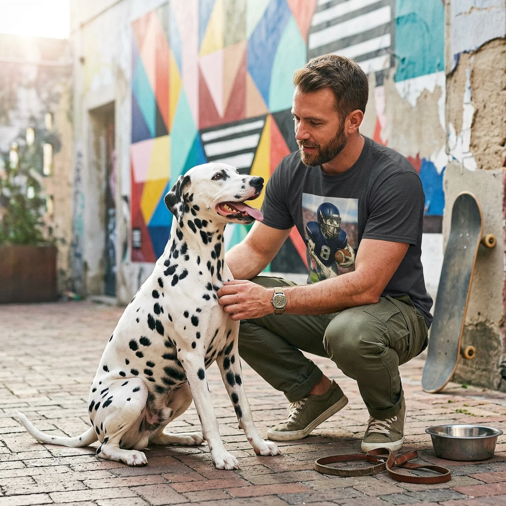 Football Dalmatian Sports T Shirt For Dog Lovers Casual Athletic Tee Gift Idea For Sports Fans T-Shirt Printify
