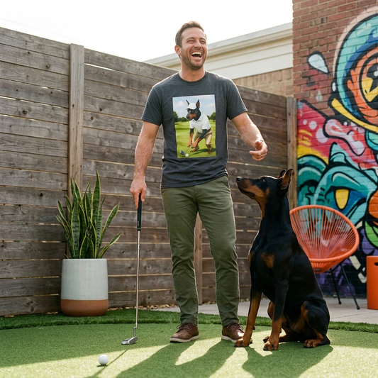 Golf Doberman Sports T Shirt Unisex Performance Tee For On Course Play And Street Style T-Shirt Printify