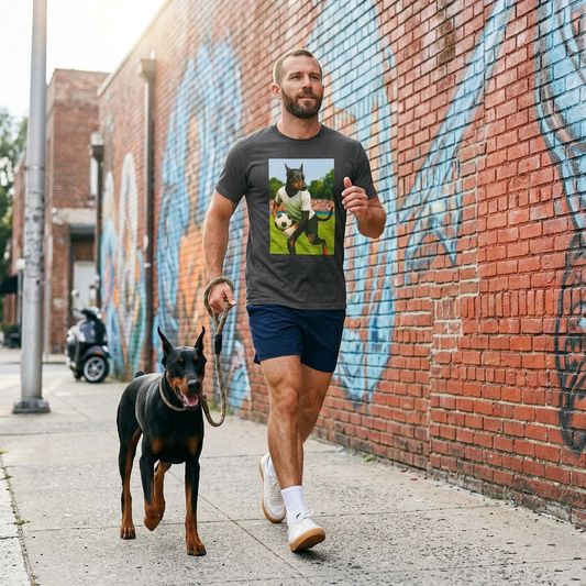 Soccer Doberman Sports T-Shirt T-Shirt Printify