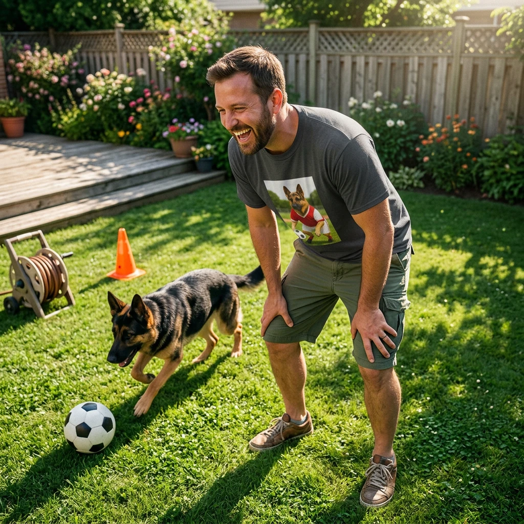 German Shepherd Soccer T-Shirt T-Shirt Printify
