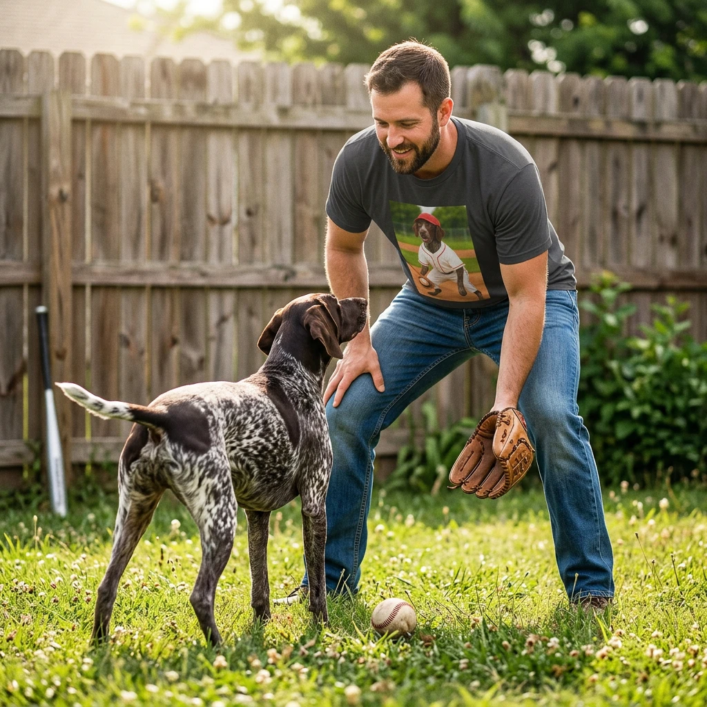 Baseball Sports German Shorthair T-Shirt T-Shirt Printify