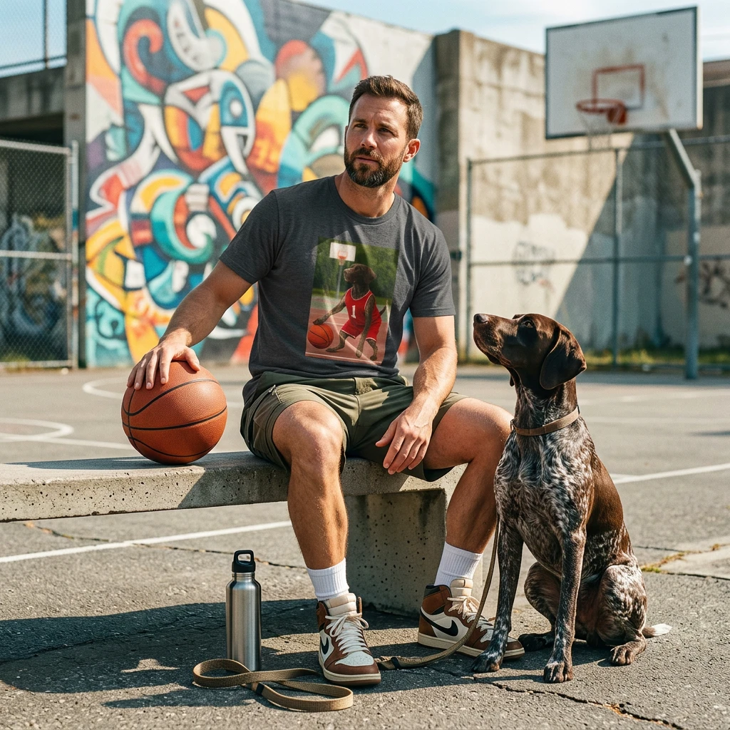 Basketball Sports German Shorthair T-Shirt T-Shirt Printify