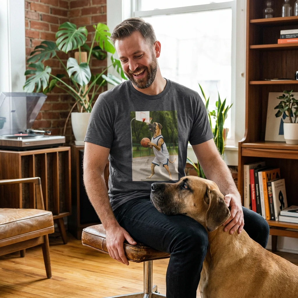 Great Dane Playing Basketball T-Shirt — Sports Dog Tee T-Shirt Printify