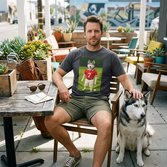 Husky Playing Golf T-Shirt — Sports Dog Tee T-Shirt Printify