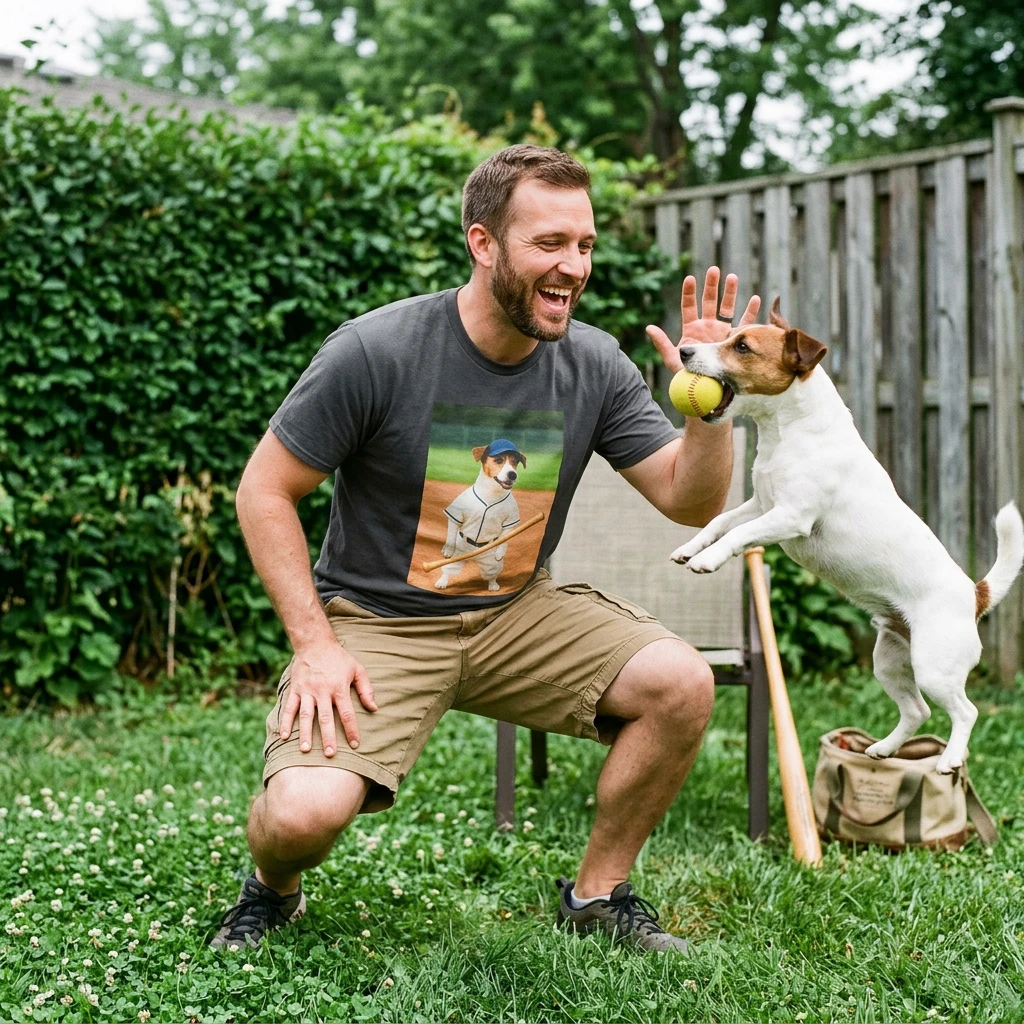 Jack Russell Baseball Tee — Sports Dog T-Shirt T-Shirt Printify