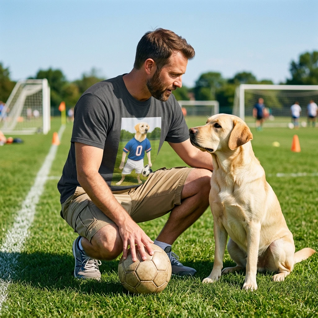 Labrador Retriever Soccer T-Shirt — Dog Lover Sports Tee T-Shirt Printify