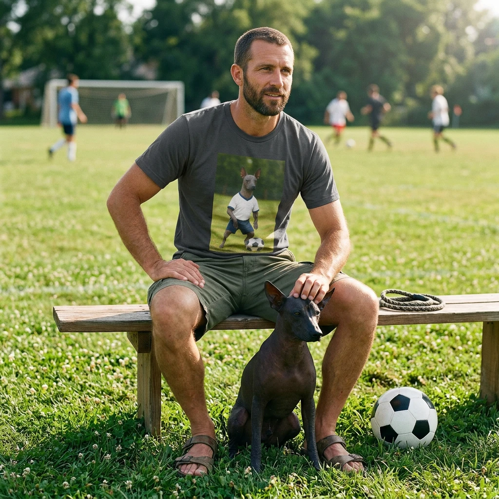 Mexican Hairless Dog Soccer T-Shirt — Dog Lover Sports Tee T-Shirt Printify
